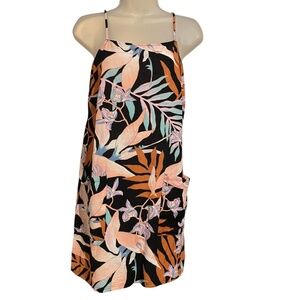 Billabong Tropical Floral Spaghetti Straps Dress with Pockets Size Medium EUC